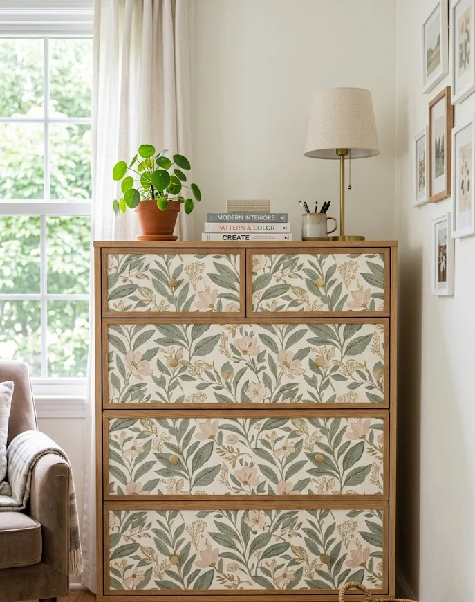 Apply Peel-and-Stick Wallpaper to Drawer Fronts