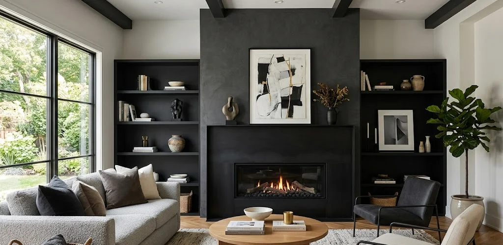 Black Fireplace Makeover