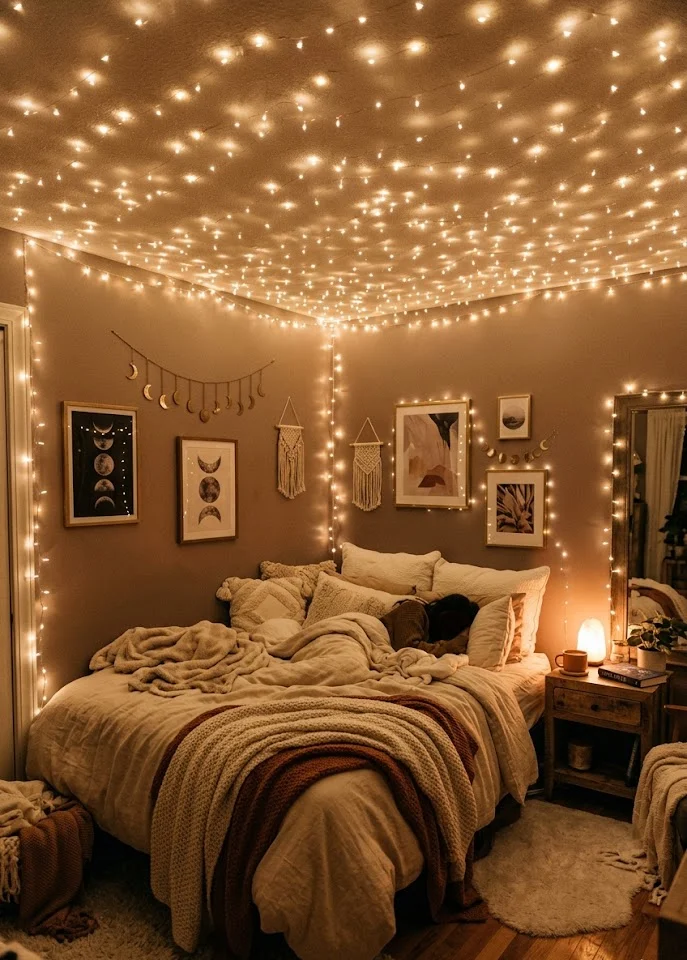 Ceiling Fairy Lights for a Starry Night Effect