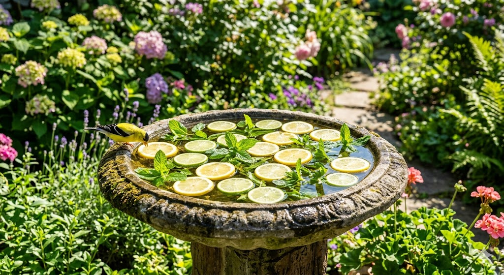 Citrus and Herb Cooling Bird Bath