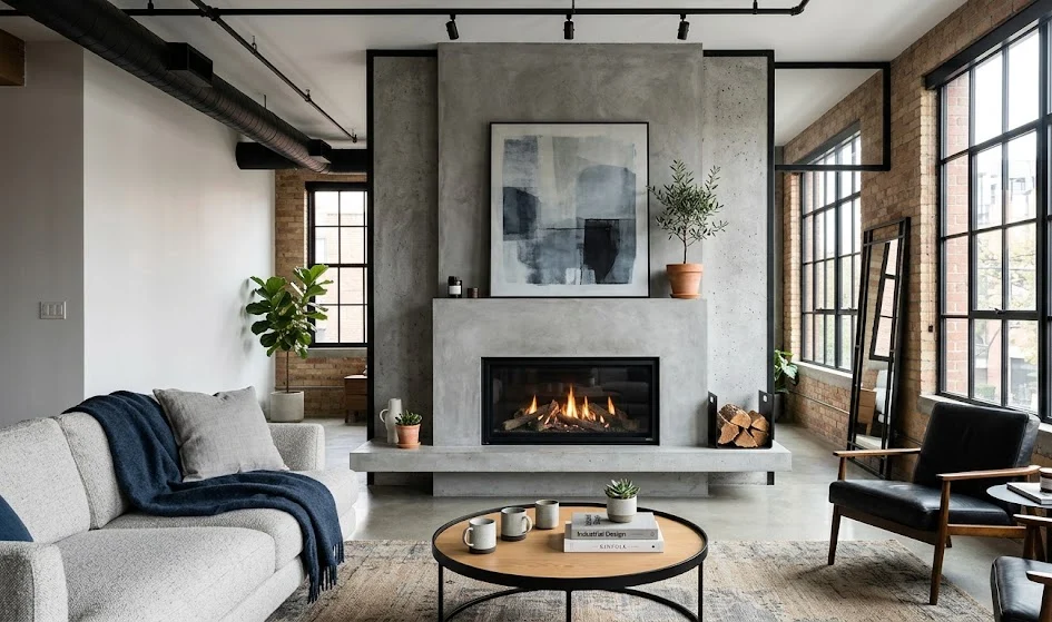Concrete Fireplace Design