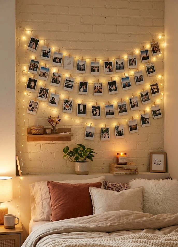 Create a Fairy Light Photo Wall