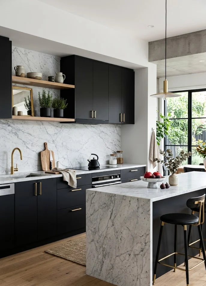 Dark Matte Kitchen Cabinets