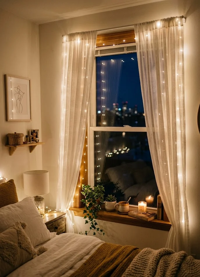 Decorate Your Window Frame with Fairy Lights