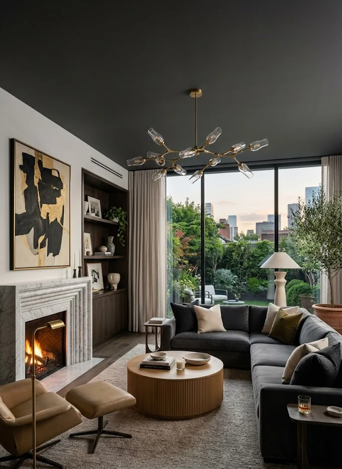 Dramatic Charcoal Gray Ceiling