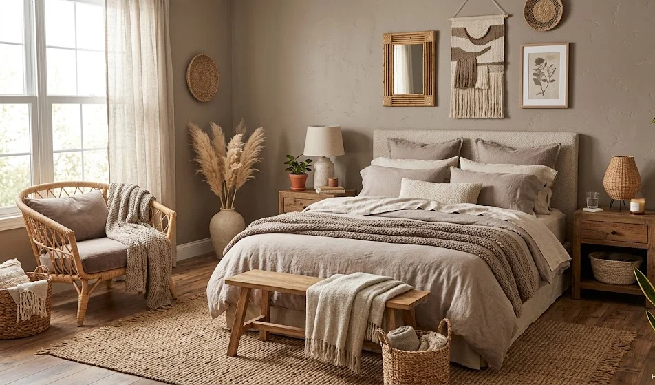 Earthy Taupe Monochrome Bedroom