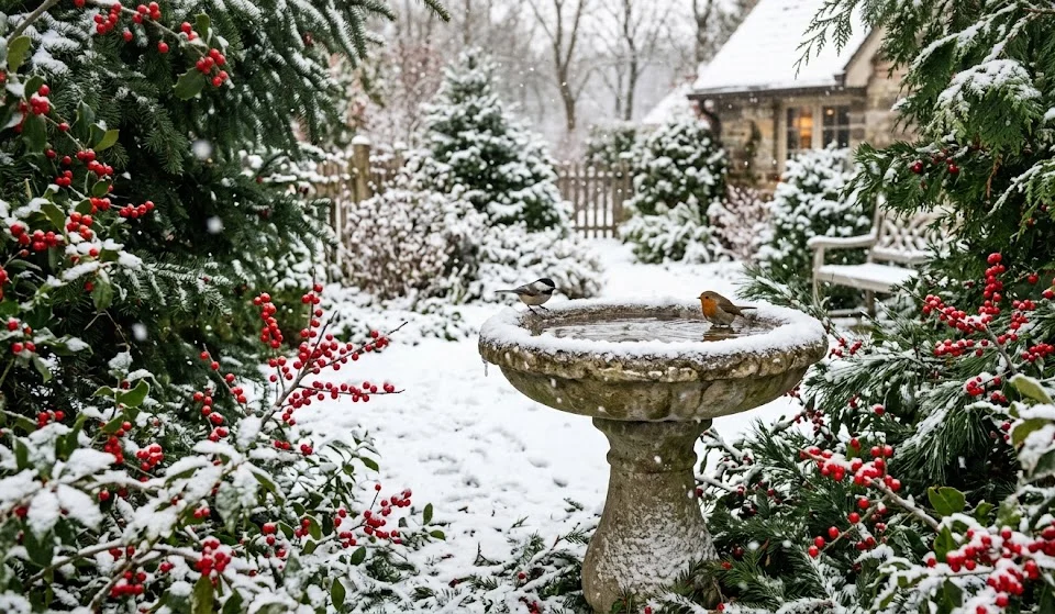 Evergreen and Berry Winter Display