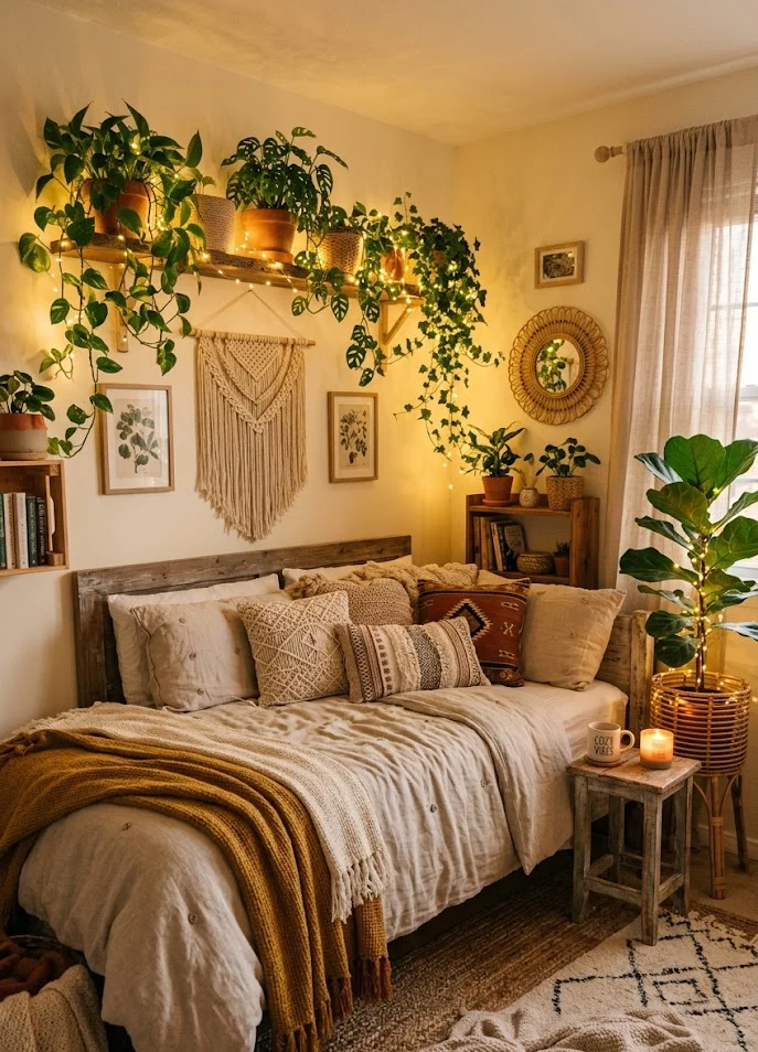 Fairy Lights and Indoor Plants Combination