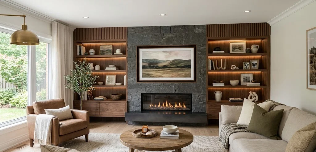 Fireplace With TV Feature Wall