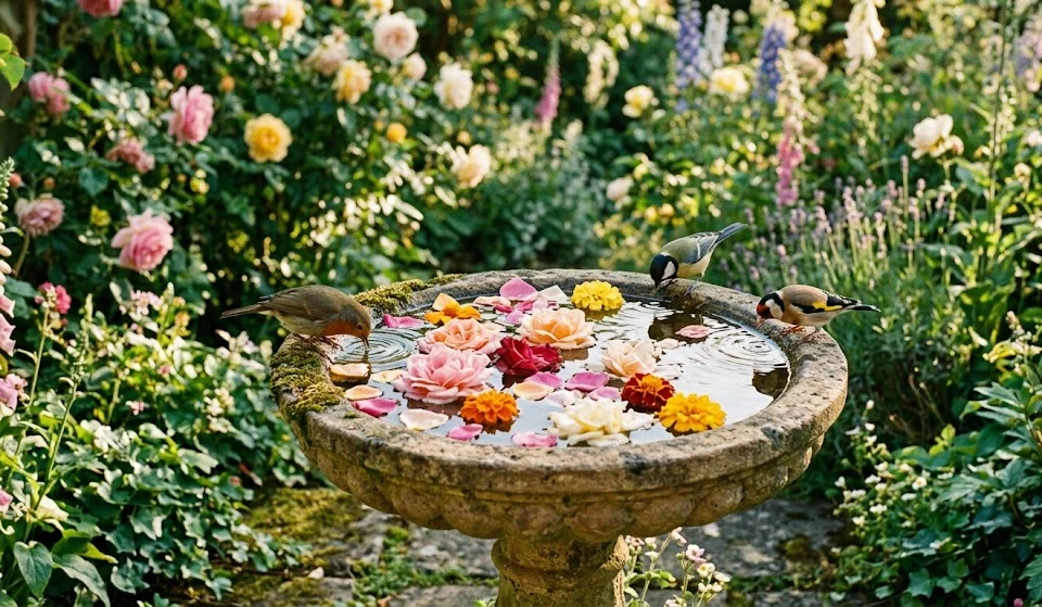 Floating Flower Petal Bird Bath
