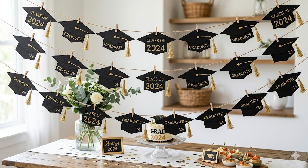 Graduation Cap Pennant Banner