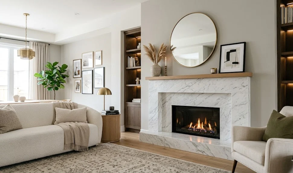 Modern Marble Fireplace Remodel