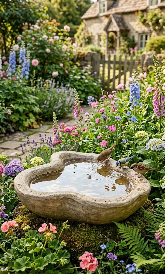 Organic Freeform Concrete Bird Bath