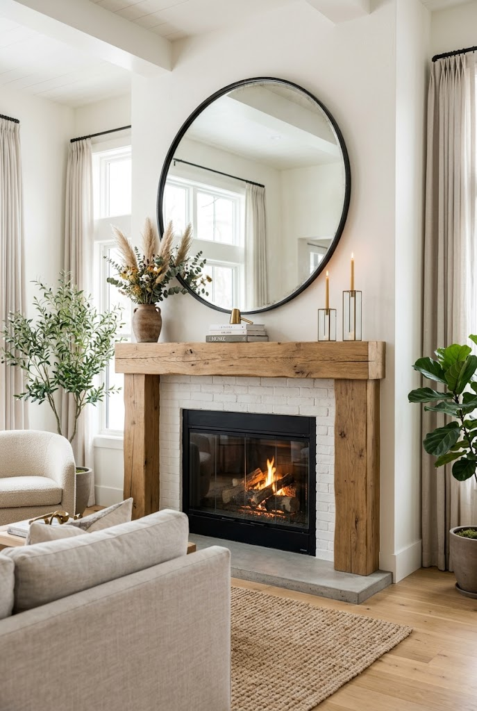 Oversized Statement Mirror Above the Mantel