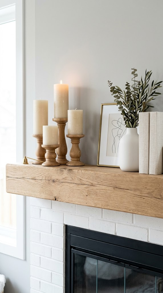 Pillar Candles on Wooden Pedestals