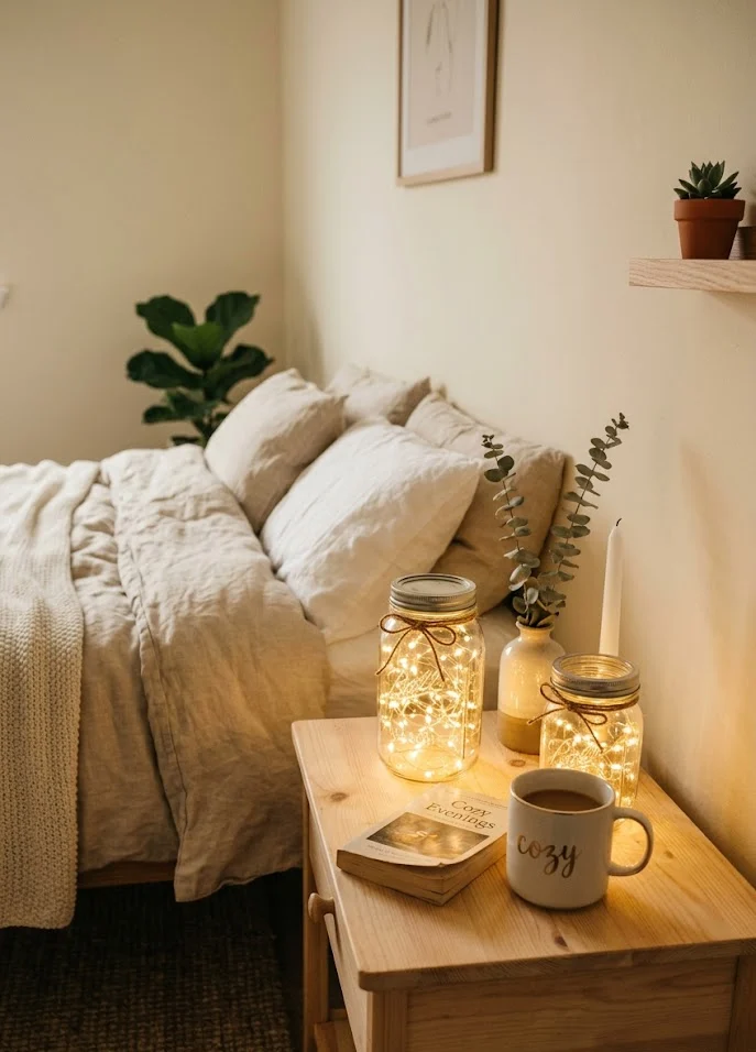 Place Fairy Lights Inside Glass Jars