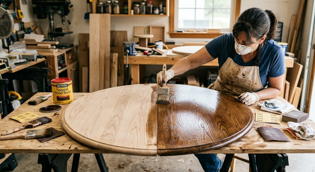 Refinish Tabletops with Natural Wood Stain