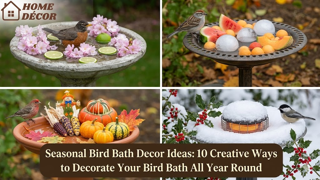 Seasonal Bird Bath Decor Ideas
