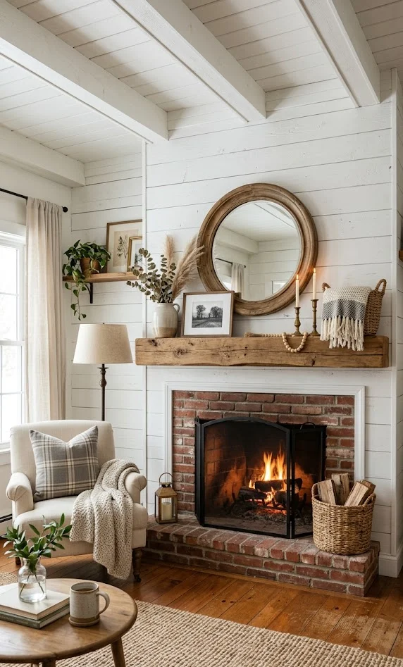 Shiplap Fireplace Feature Wall