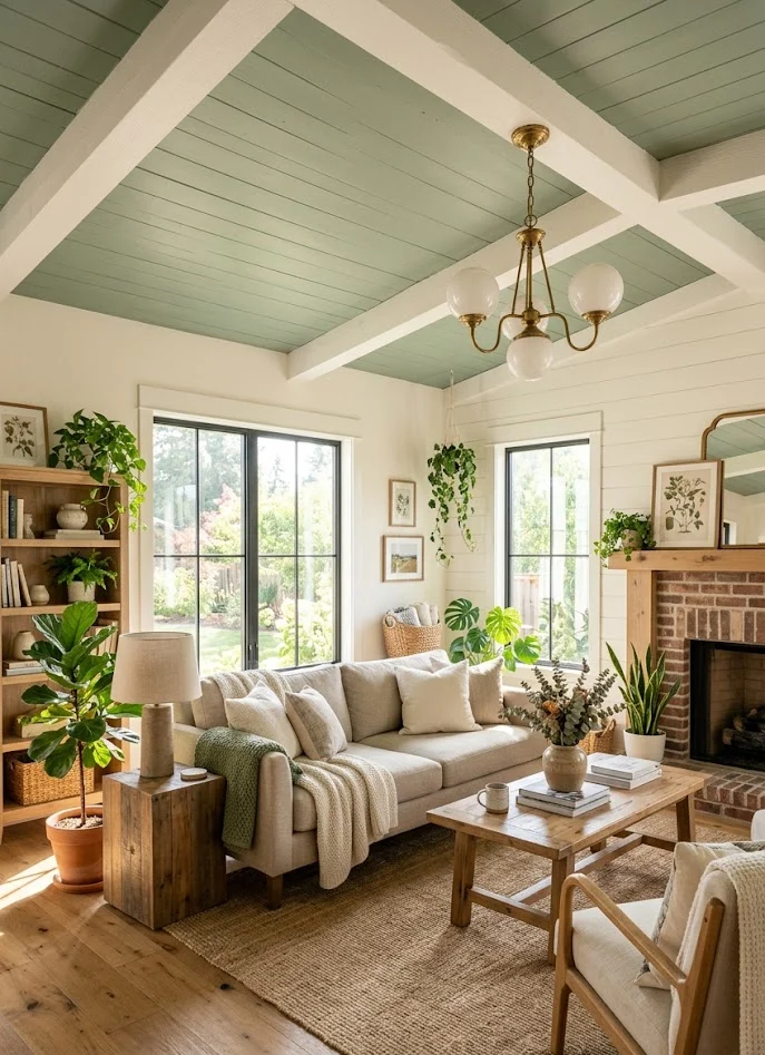 Soft Sage Green Ceiling