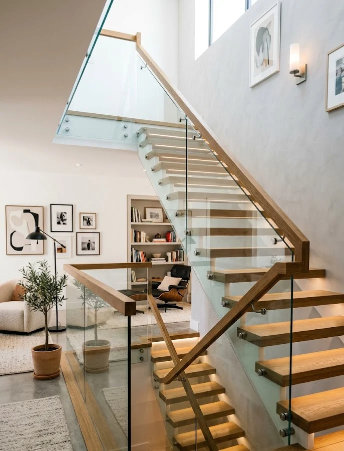 Tempered Glass and Wood Combination Railing