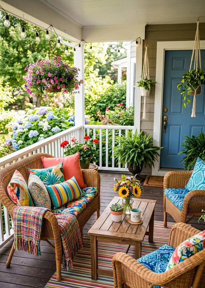 Use Bright Outdoor Cushions and Pillows