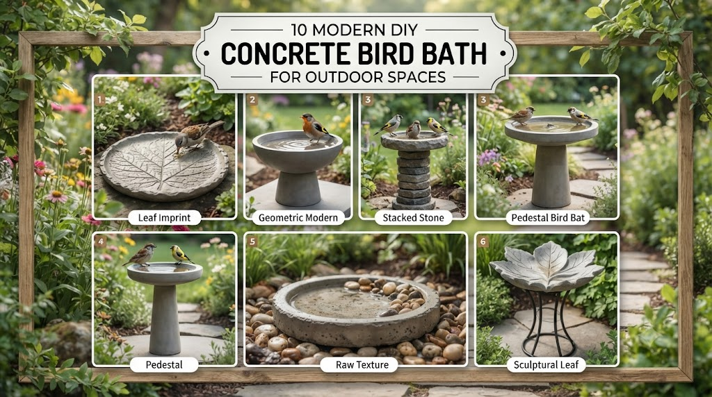 10 Modern DIY Concrete Bird Bath Ideas for Outdoor Space