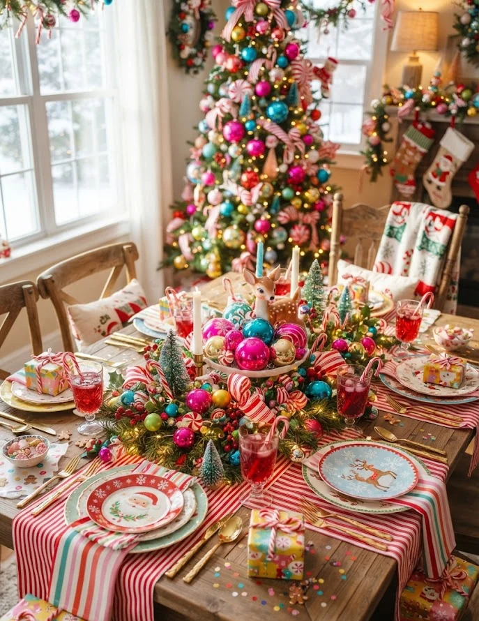 Add Fun with a Whimsical "Kitschmas" Christmas Table