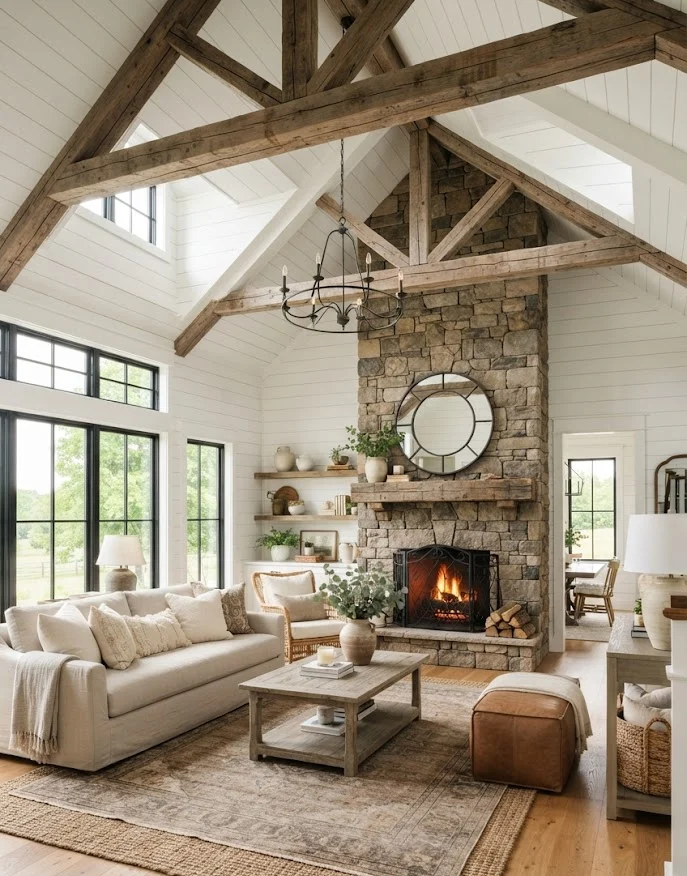 Add Reclaimed Wood Ceiling Beams