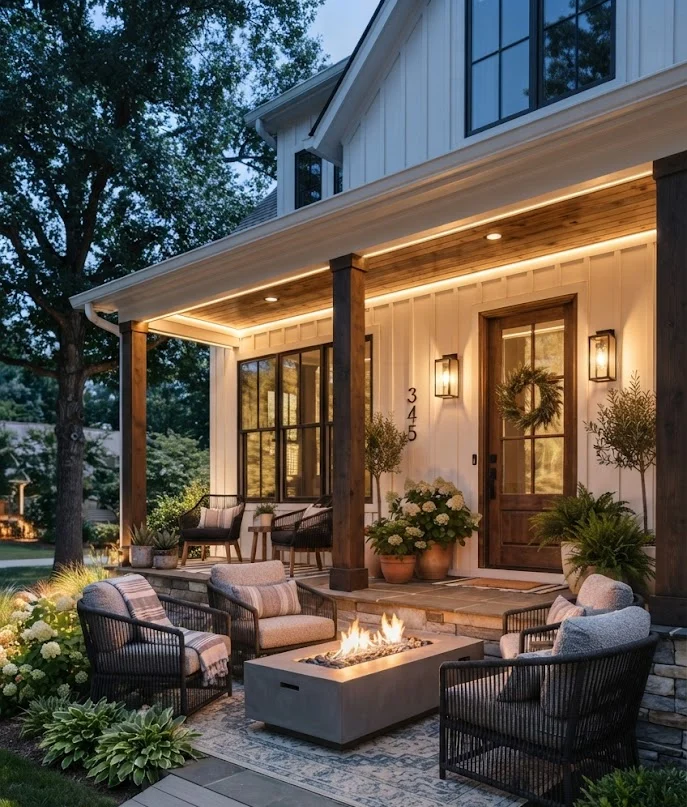 Add a Porch Fire Pit Area
