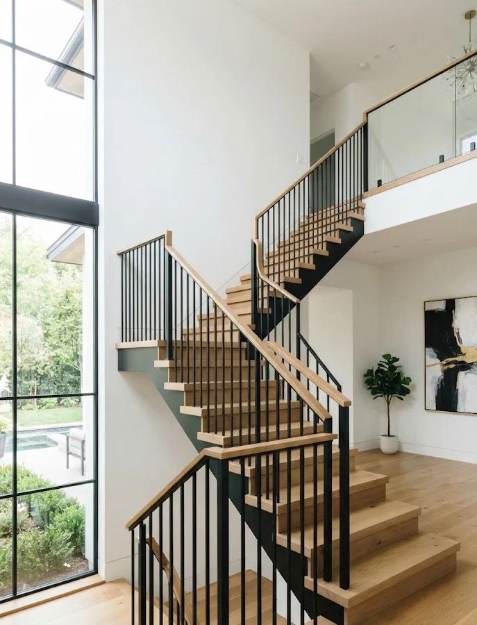 Black Metal Stairway Railing