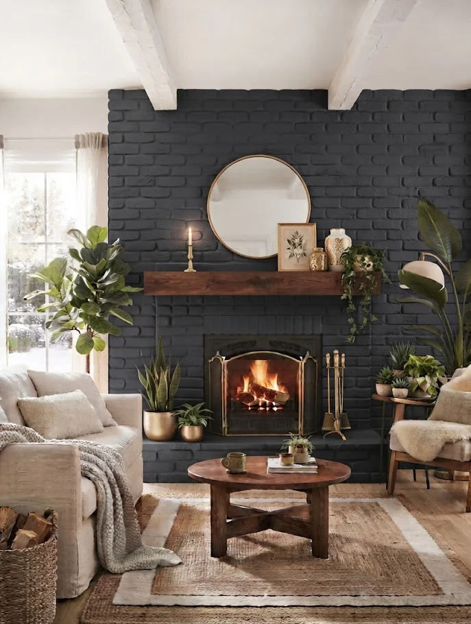 Charcoal Gray Painted Brick