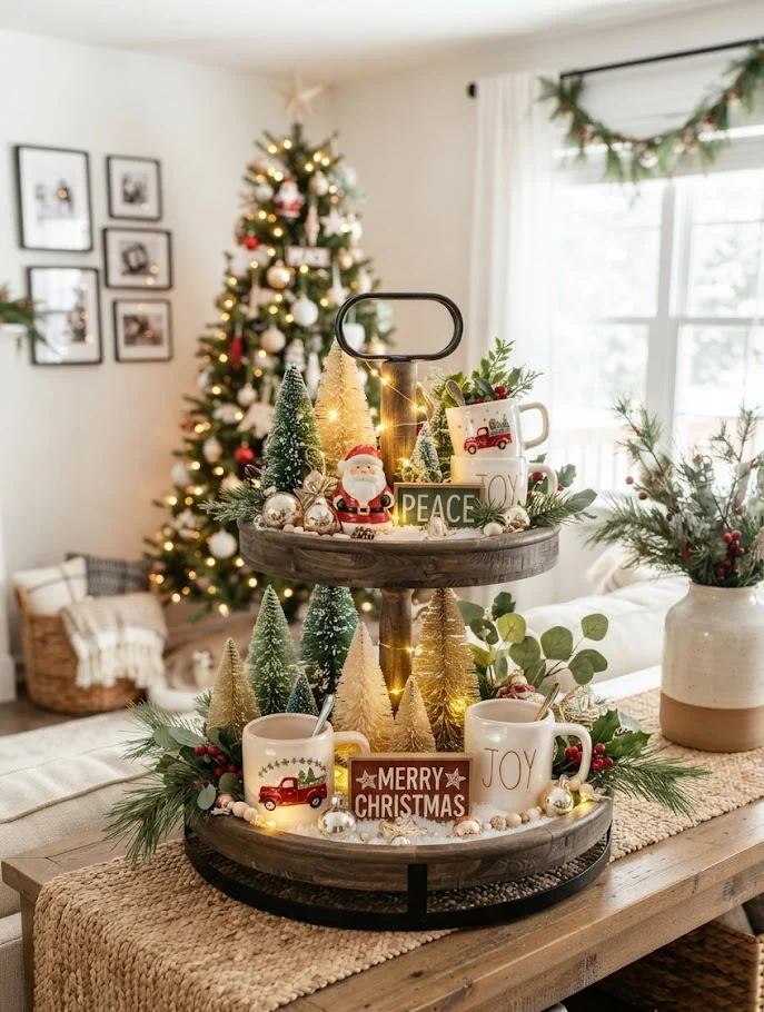 Classic Mini Christmas Tree Tiered Tray