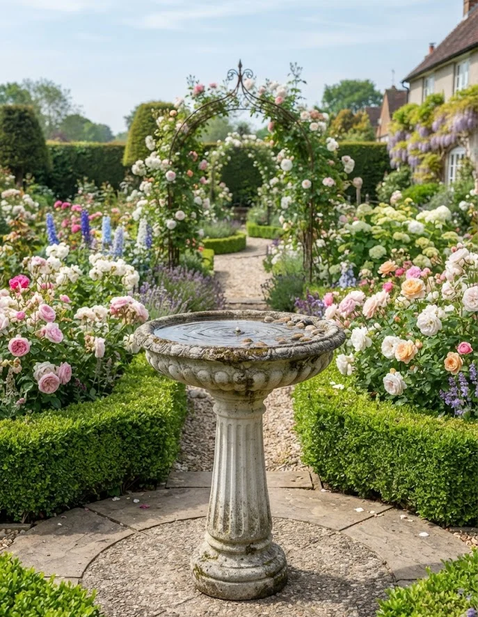 Classic Pedestal Concrete Bird Bath