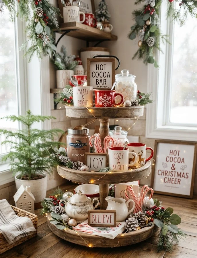 Cozy Coffee Bar Christmas Tiered Tray