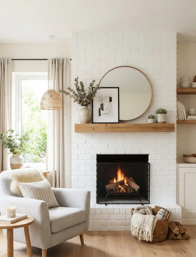 Crisp White Fireplace