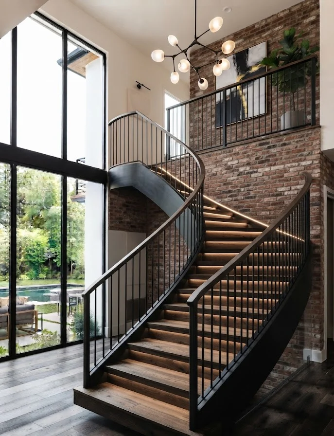 Curved Modern Stair Railing