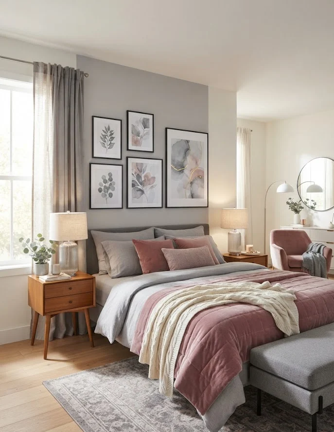 Dusty Rose and Soft Gray