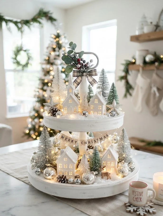 Elegant White Winter Wonderland Tray
