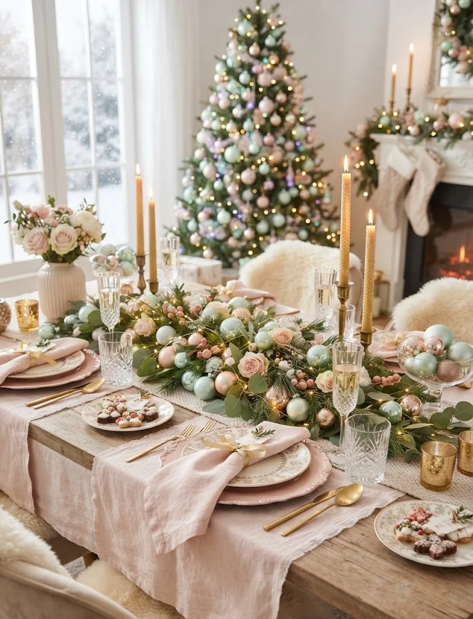 Embrace Soft Pastel Christmas Table Colors