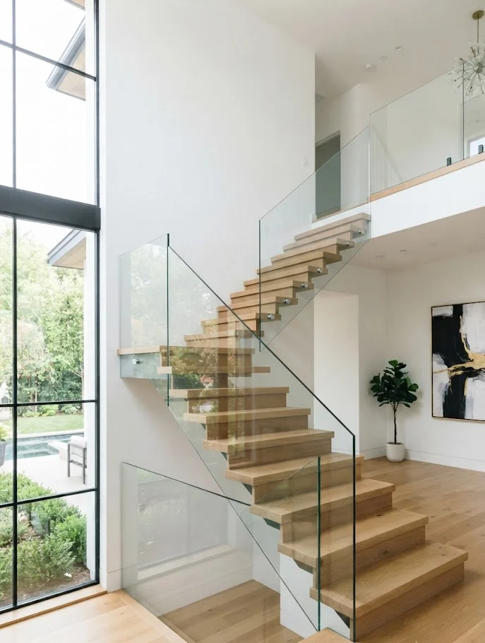 Glass Panel Stairway Railing