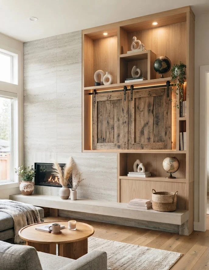Hide the TV Behind Sliding Barn Doors