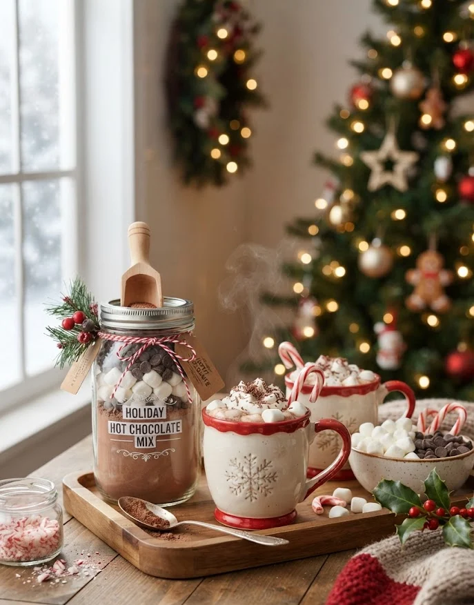 Hot Chocolate Gift Jar or Cozy Cocoa Basket