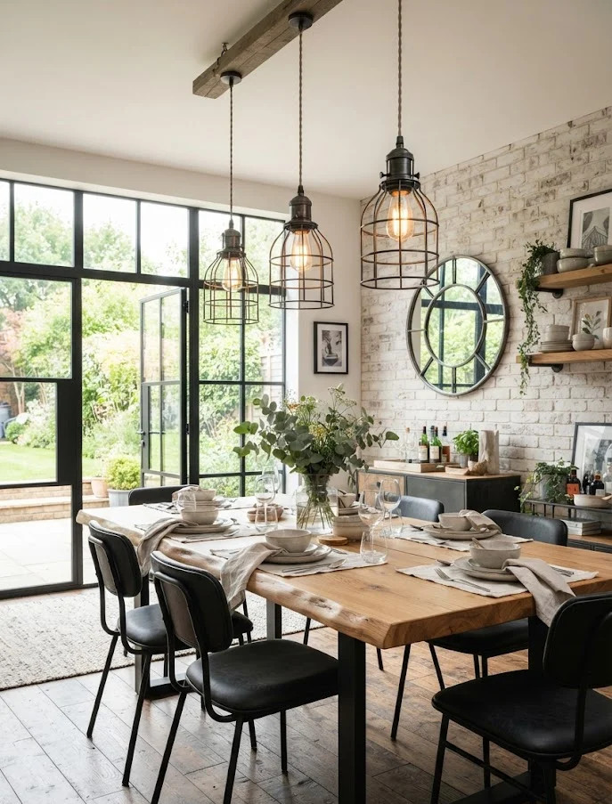 Industrial Dining Room Lighting for Bold Style
