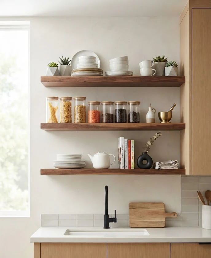 Install Open Shelving for a Modern and Airy Feel