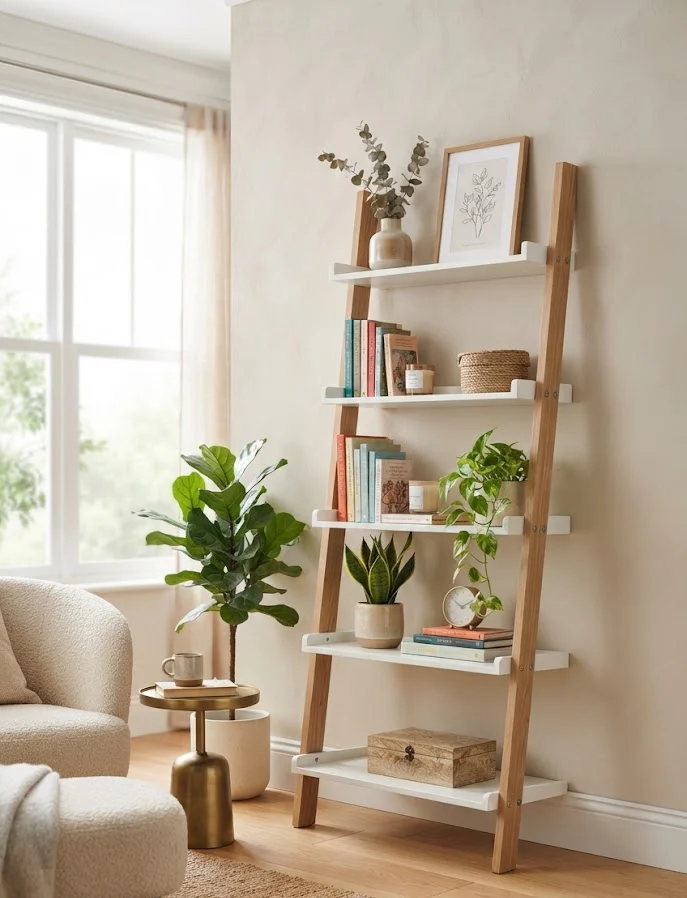 Ladder-Style Leaning Shelves