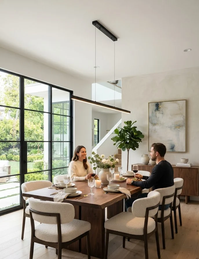 Linear Suspension Lighting for Long Tables