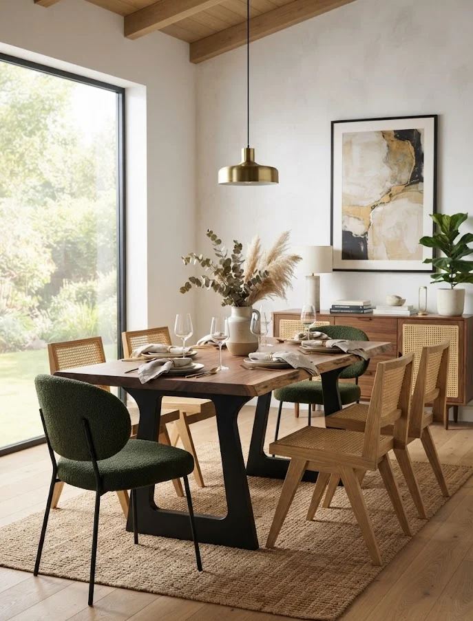 Mixed Material Dining Furniture for Added Depth