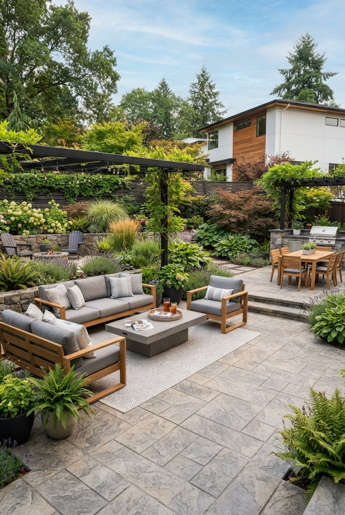 Natural Stone Stamped Concrete Patio
