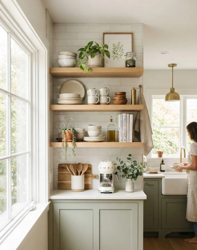 Open Shelf Kitchen Decor That Feels Light and Airy